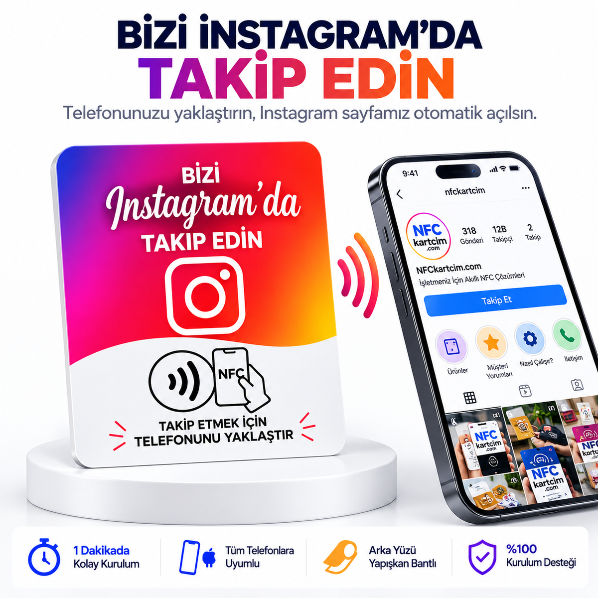 NFC Instagram Takip Kartı | Tek Dokunuşla Instagram Profili