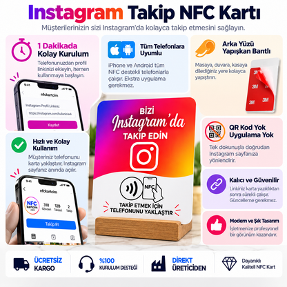 NFC Instagram Takip Kartı | Tek Dokunuşla Instagram Profili